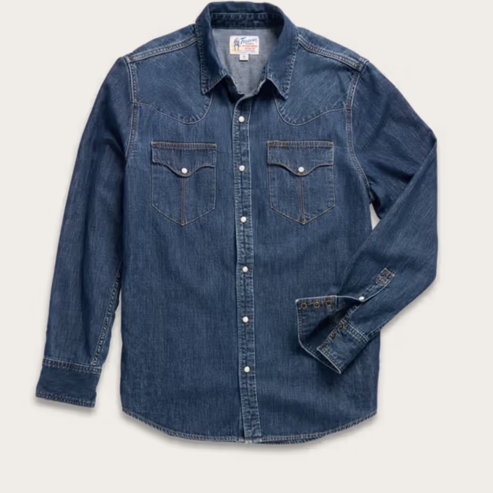 Tecovas Men’s Pearl Snap Denim Shirt Medium